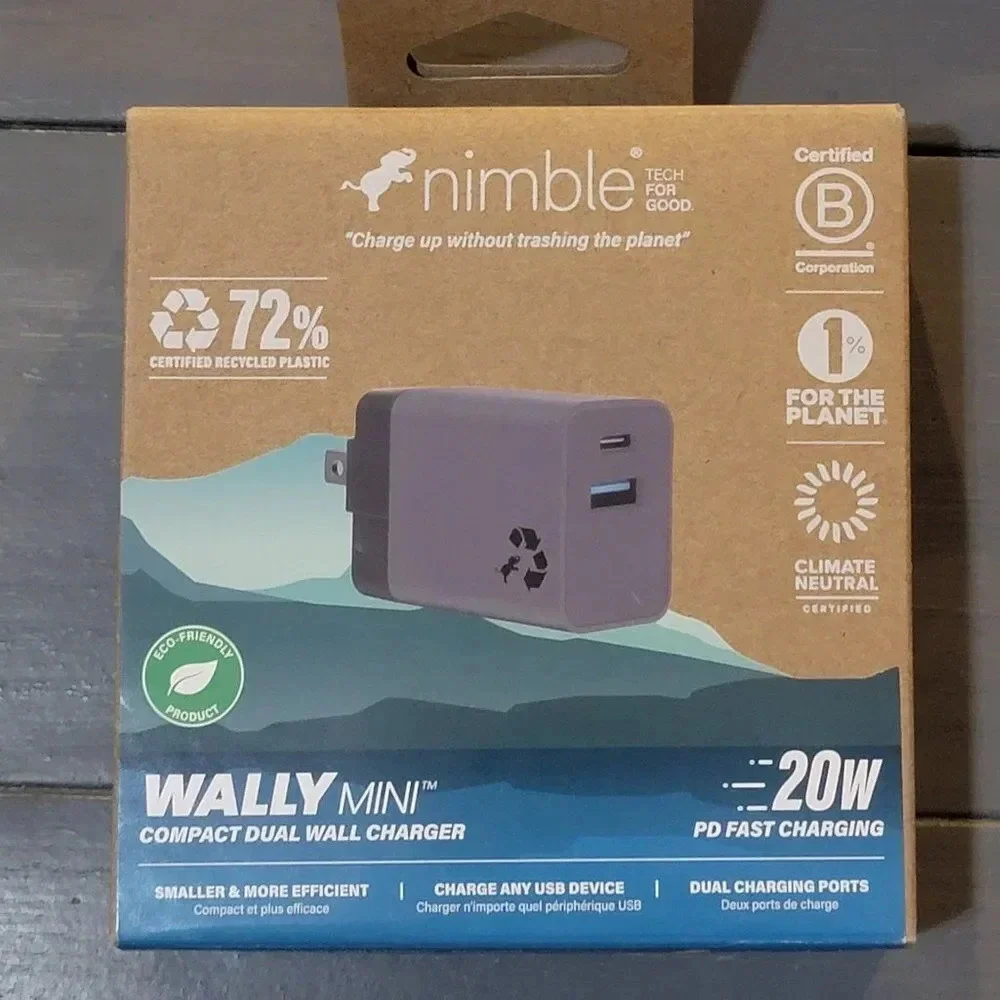 Nimble WALLY Mini Wall Charger 20W Dual Port USB-C & USB-A